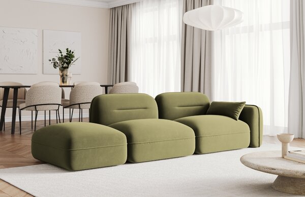 -25 % Dny MOMENTI– Cosmopolitan Design Zelená sametová trojmístná pohovka Sydney 295 cm, levá