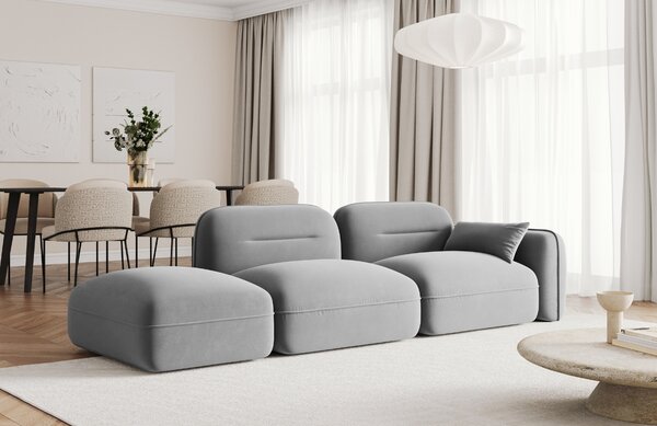 -25 % Dny MOMENTI– Cosmopolitan Design Šedá sametová trojmístná pohovka Sydney 295 cm, levá
