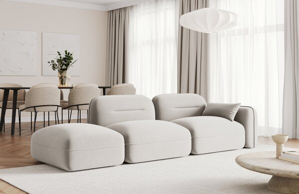 -25 % Dny MOMENTI– Cosmopolitan Design Světle béžová sametová trojmístná pohovka Sydney 295 cm, levá