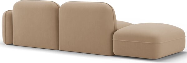 -25 % Dny MOMENTI– Cosmopolitan Design Pískově hnědá sametová trojmístná pohovka Sydney 295 cm, levá