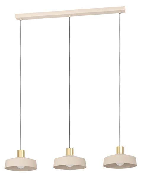 Eglo 900431 VALDIOLA - Závěsné kovové svítidlo v pískové barvě nad jídelní stůl, 3 x E27, 93cm (Závěsný trojramenný lustr do kuchyně s mosazným prvkem)