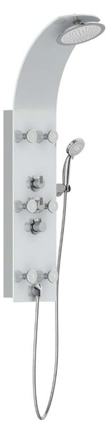 Skleněný sprchový panel LANZAROTE III, s termostatickou baterií, bílý 60025