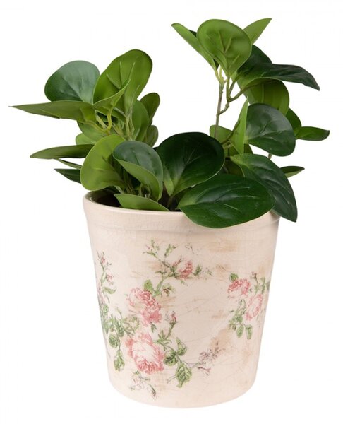 Keramický obal na květináč s růžemi Roses V M – 15x14 cm