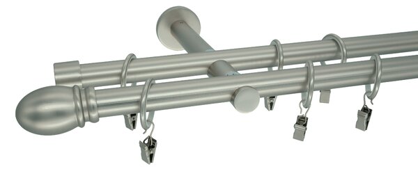 Kovovégarnýže.cz Garnýž Solia modern 19 mm matný nikl Varianta jednořadá nebo dvouřadá: Jednořadá, Délka: 120 cm, Uchycení látky: Kroužky s žabkou