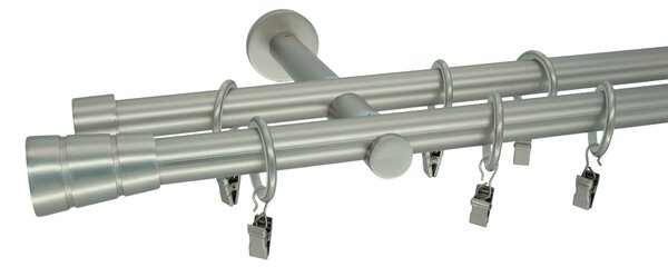Kovovégarnýže.cz Garnýž Sotra modern 19 mm matný nikl Varianta jednořadá nebo dvouřadá: Jednořadá, Délka: 120 cm, Uchycení látky: Kroužky s žabkou