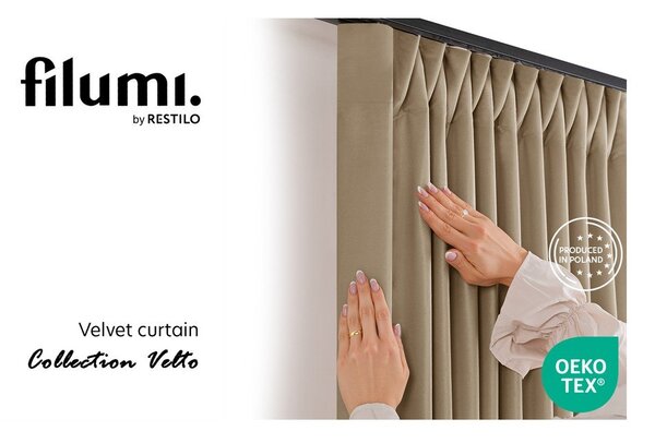 Béžový sametový dimout závěs 140x250 cm Velto – Filumi