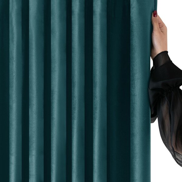Sametový dimout závěs v petrolejové barvě 140x175 cm Velto – Filumi