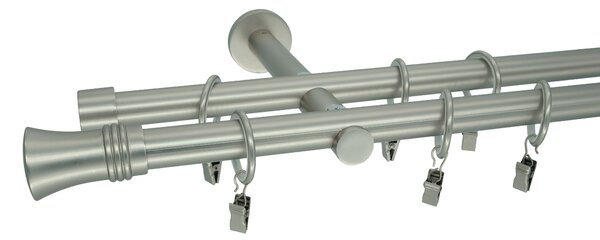 Kovovégarnýže.cz Garnýž Spilda modern 19 mm matný nikl Varianta jednořadá nebo dvouřadá: Jednořadá, Délka: 120 cm, Uchycení látky: Kroužky s žabkou