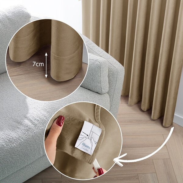 Béžový sametový dimout závěs 140x250 cm Velto – Filumi