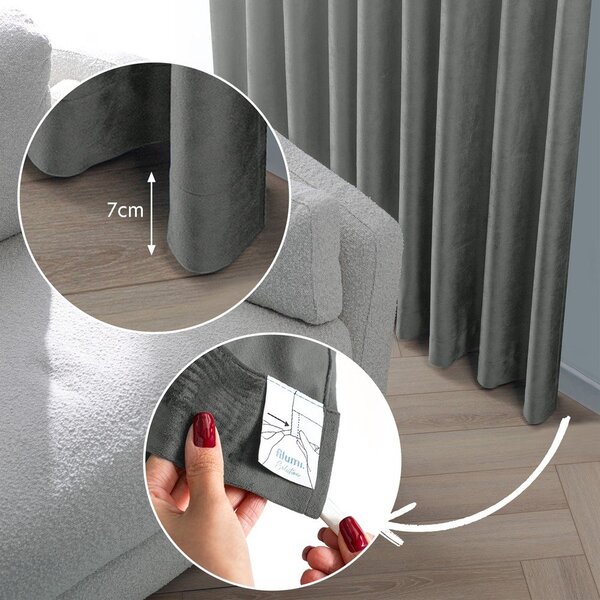 Tmavě šedý sametový dimout závěs 265x175 cm Velto – Filumi