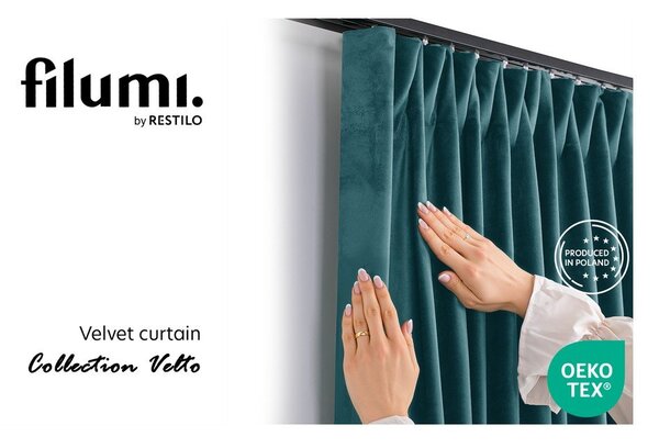 Sametový dimout závěs v petrolejové barvě 200x250 cm Velto – Filumi