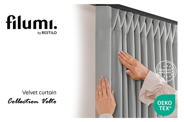 Šedý sametový dimout závěs 200x250 cm Velto – Filumi