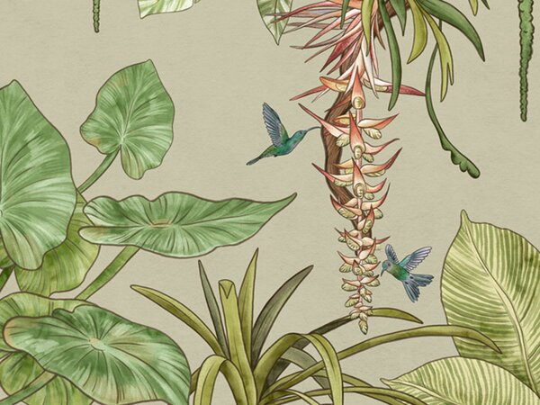 FUGU Tapeta do dětského pokoje s opičkami na liánách - Playful Monkeys zelená Materiál: Digitální eko vlies - klasická tapeta nesamolepicí