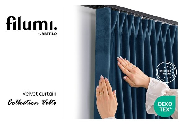 Modrý sametový dimout závěs 140x270 cm Velto – Filumi