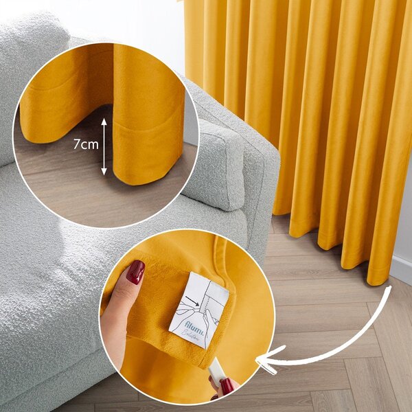 Sametový dimout závěs v hořčicové barvě 200x270 cm Velto – Filumi