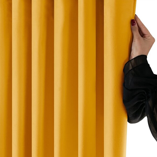 Sametový dimout závěs v hořčicové barvě 200x270 cm Velto – Filumi