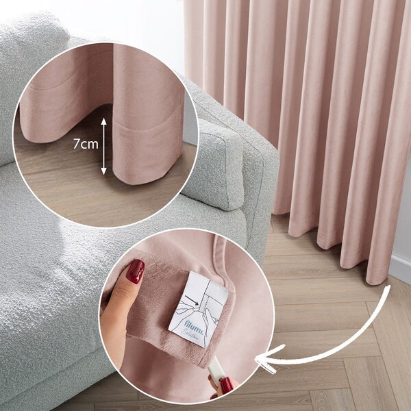Světle růžový sametový dimout závěs 530x270 cm Velto – Filumi