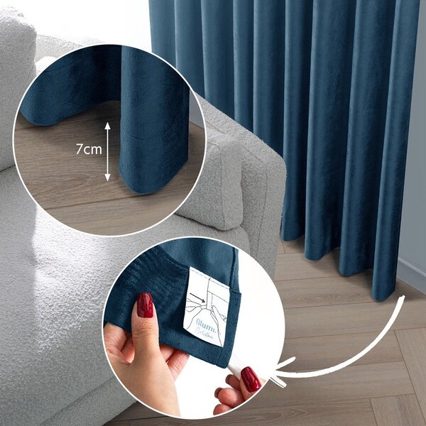 Modrý sametový dimout závěs 140x175 cm Velto – Filumi