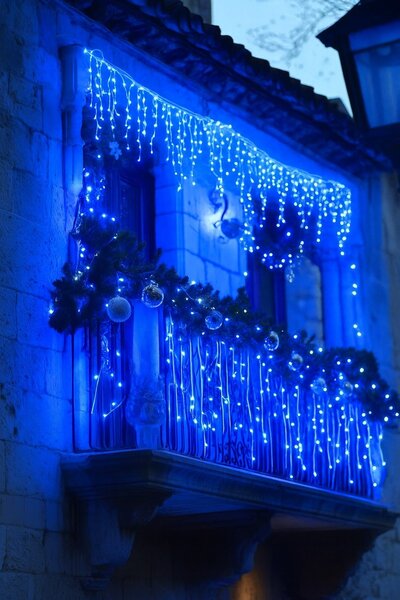 Vánoční světýlka LED záclona FLASH modrá 300 LED