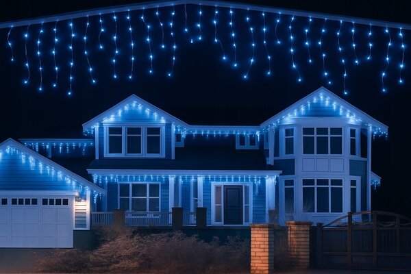 Vánoční světýlka LED záclona FLASH modrá 300 LED