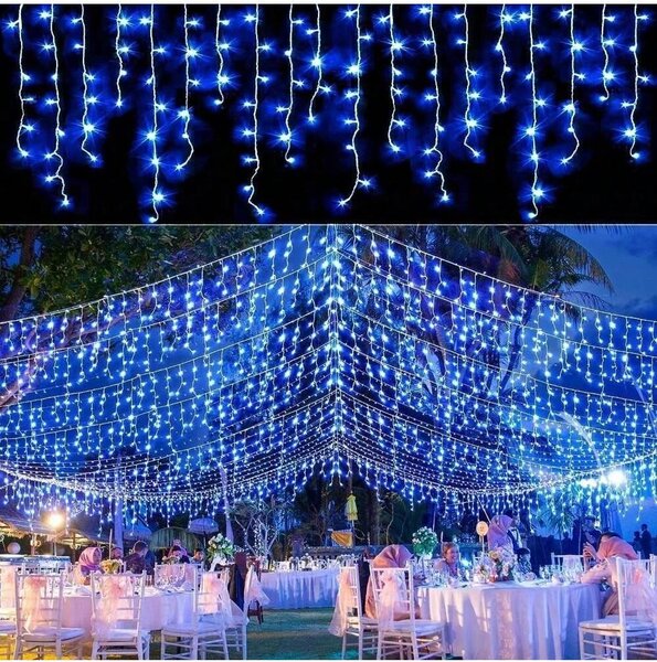 Vánoční světýlka LED záclona FLASH modrá 300 LED