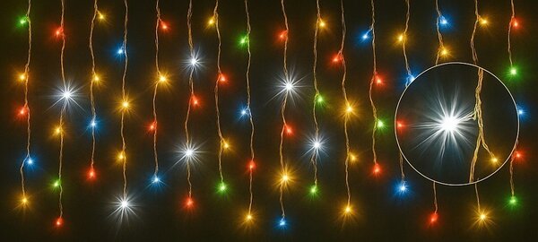 Vánoční světýlka LED záclona FLASH multicolor 300 LED