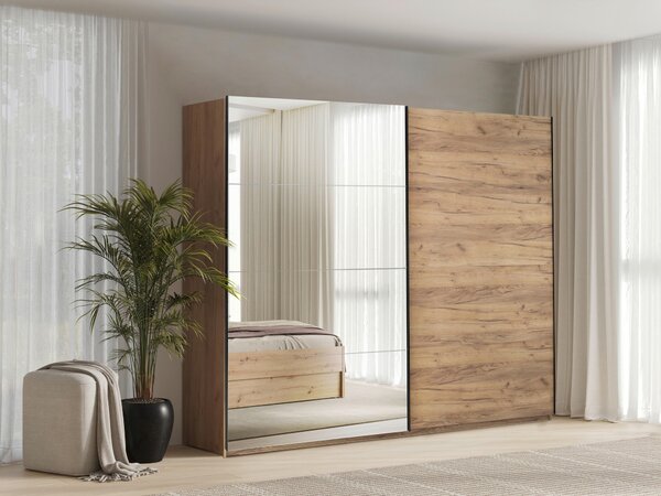 ŠATNÍ SKŘÍŇ S POSUVNÝMI DVEŘM, barvy dubu, 250/210/62 cm MID.YOU - Šatní skříně, Online Only