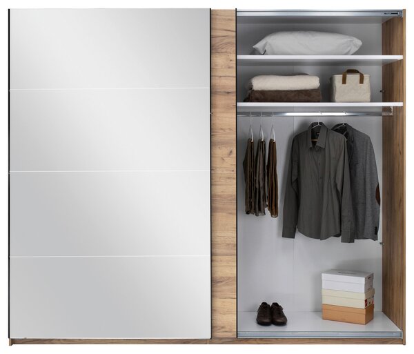 ŠATNÍ SKŘÍŇ S POSUVNÝMI DVEŘM, barvy dubu, 250/210/62 cm MID.YOU - Šatní skříně, Online Only