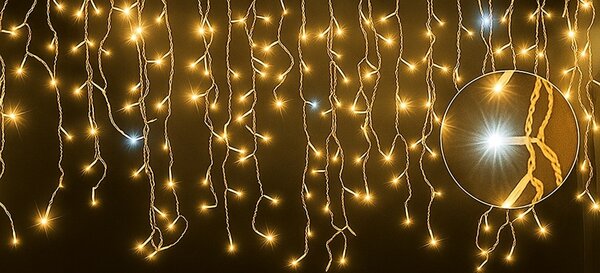 Vánoční světýlka LED záclona FLASH teplá bílá 300 LED