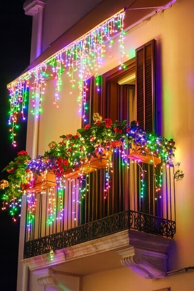 Vánoční světýlka LED záclona FLASH multicolor 300 LED