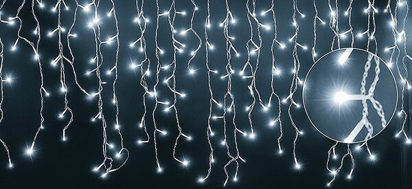 Vánoční světýlka LED záclona FLASH studená bílá 300 LED