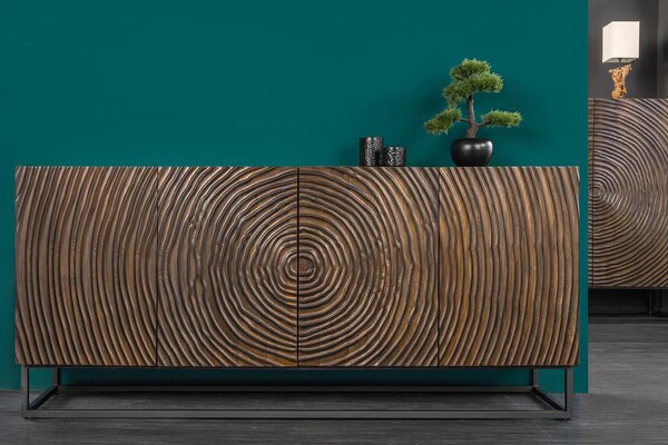 Komoda ZEN CIRCLE 177 CM masiv mango - hnědá / černá Nábytek | Úložné prostory | Komody | Nízké