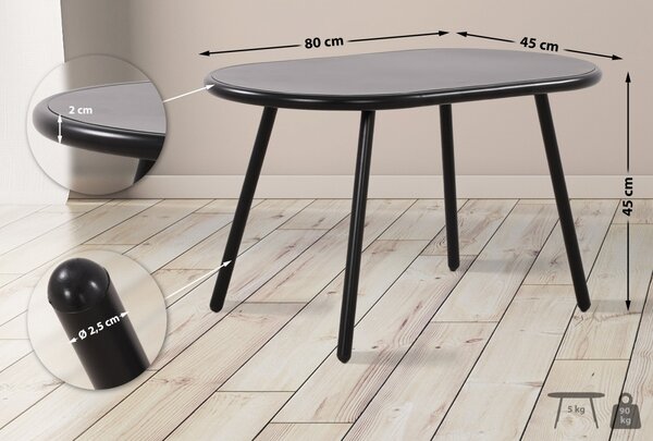 Konferenční stolek Velva - v45 x 80 x 45 cm - Černá