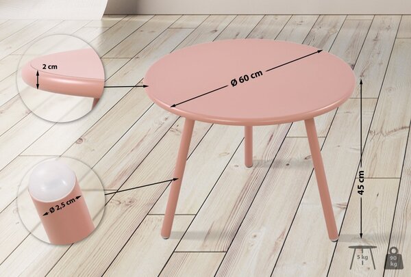Konferenční stolek Minot - v45 x Ø60 cm - Růžová