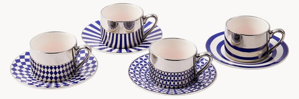 Sada porcelánových šálků na espresso's podšálky Aunty, 8 dílů