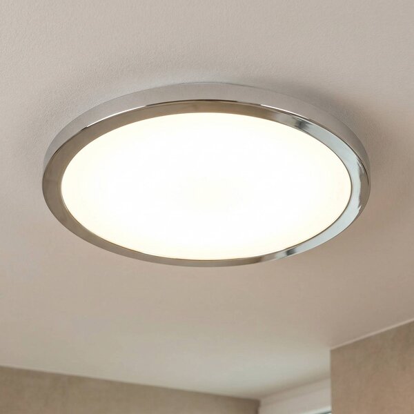 LIGHTME LED stropní svítidlo Aqua Ø30,2cm chrom, Chrom / stříbro, Koupelna, Hliník, Moderní