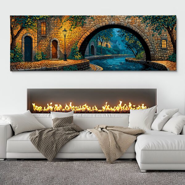 Obraz na plátně - Burgundská noc nad řekou FeelHappy.cz Velikost obrazu (šířka x výška): 60 x 20 cm