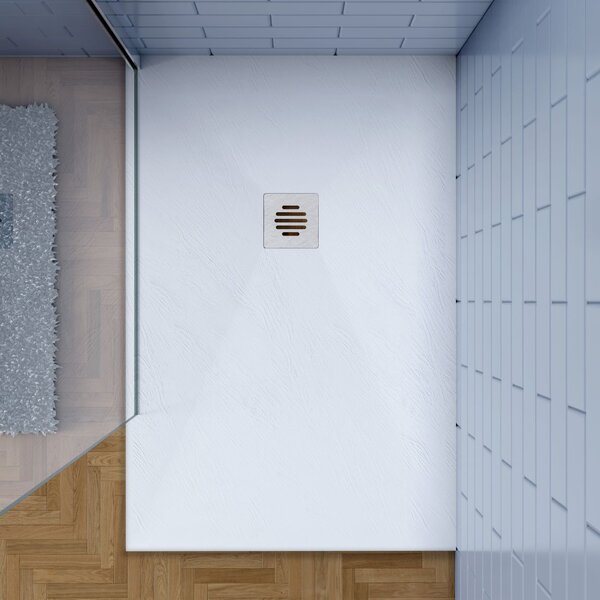 CERANO - Sprchová vanička obdélníková Luno - sifon + nerezový kryt - bílá matná - 100x80 cm