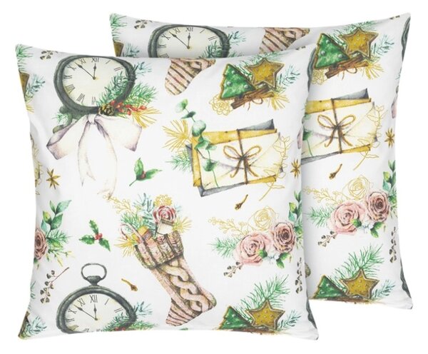 Bellatex Povláček bavlněný vánoce 2ks 40x40 cm Vánoce čas Zelená,Zlatá