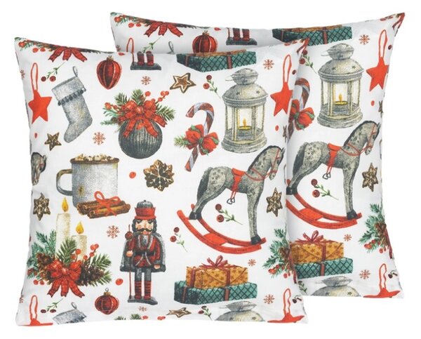 Bellatex Povláček bavlněný vánoce 2ks 40x40 cm Louskáček Červená