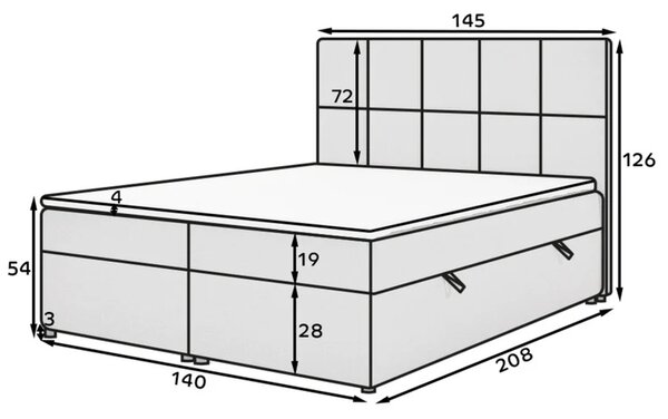 Boxspringová postel 140x200 FLARO - šedá