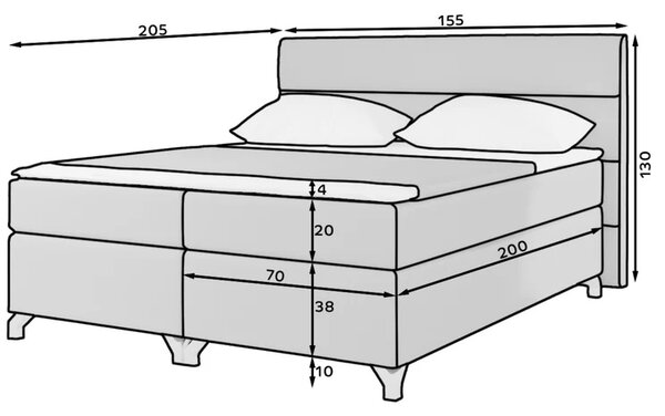 Boxspringová postel ESTORIA 140x200 - světle béžová