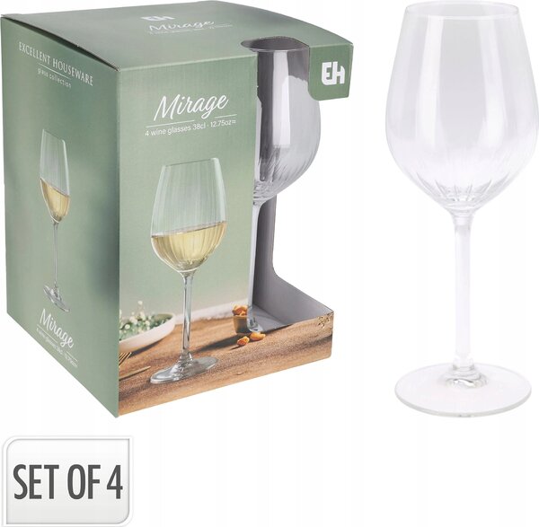 Sklenice na víno Mirage 380 ml sada 4 ks - Čirá, H&L