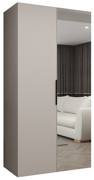 Šatní skříň se zrcadlem MARBELLA 2, otočné dveře, tyč, 100×202×52, kašmír / černé