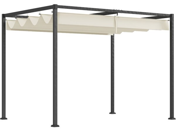 Outsunny Pergola 3x2 m Zahradní Altán Elegantní Design s Roztahovacím Polyesterovým Střechou Odolným proti UV Záření a Vodě pro Oslavy, Party a Svateb