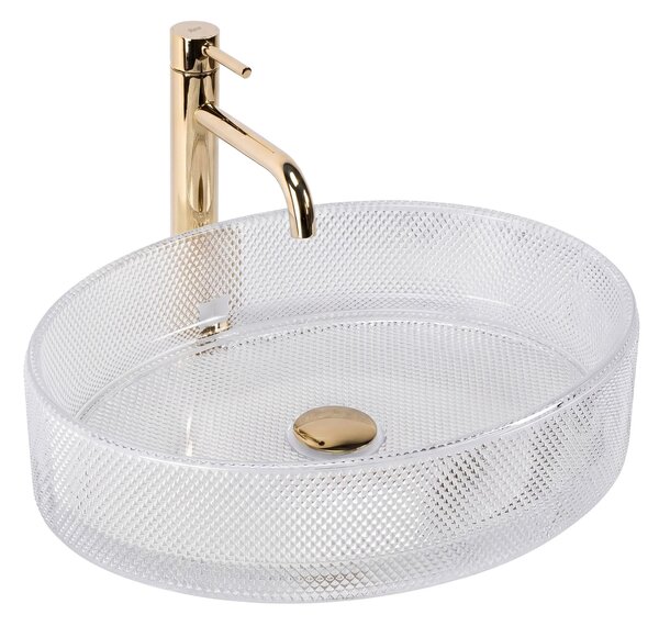Skleněné umyvadlo na desku REA Mirella 49,5x38 transparent