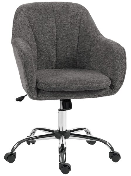 HOMCOM ergonomická kancelářská židle z jemného flanelu — otočná, výškově nastavitelná, prohnuté čalounění, houpací funkce, šedá | Aosom