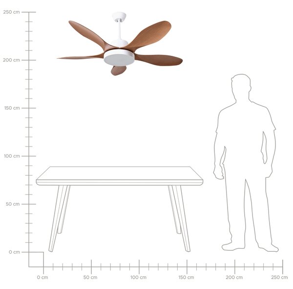 Stropní ventilátor se světlem BARBET s dálkovým ovládáním LED Světle hnědá