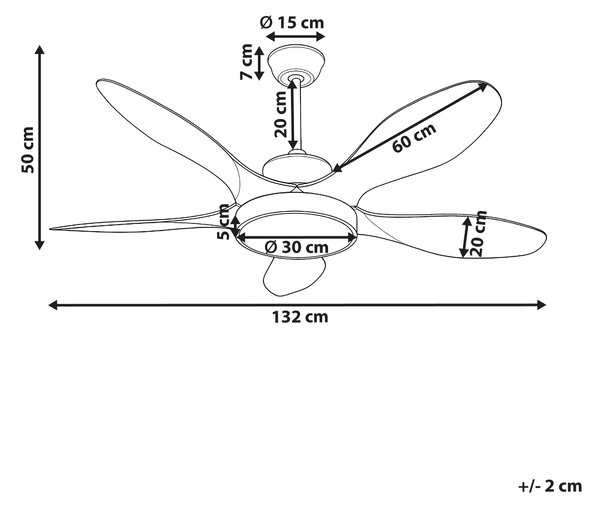 Stropní ventilátor se světlem BARBET s dálkovým ovládáním LED Světle hnědá