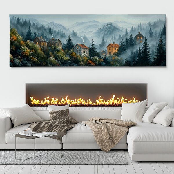 Obraz na plátně - Koutná pod Mlhovcem, vesnice, kopce, lesy FeelHappy.cz Velikost obrazu (šířka x výška): 60 x 20 cm